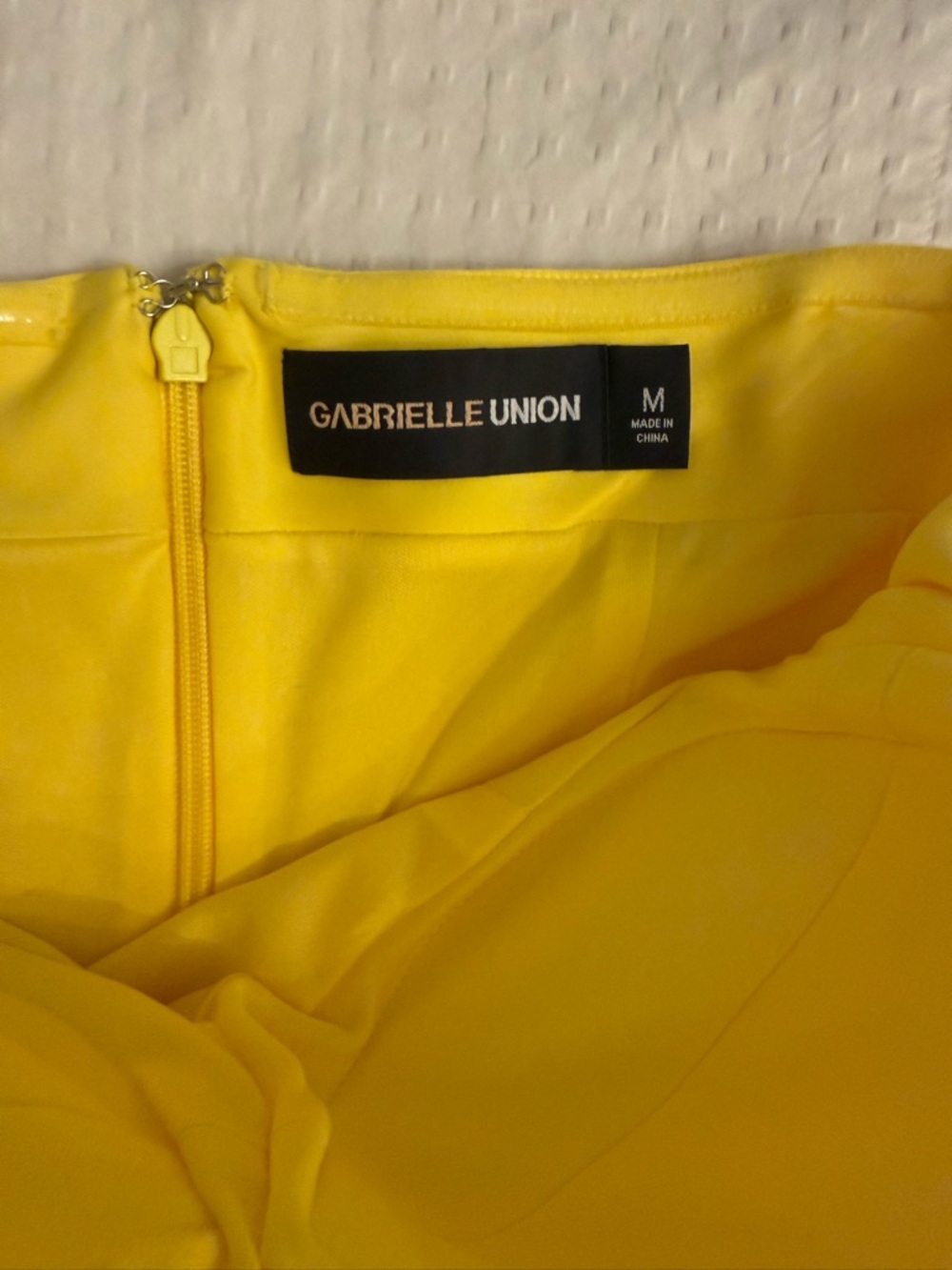 Gabrielle Union Yellow Strapless Midi Dress Derby Ruffle Hem Bodycon Size M - Picture 9 of 17